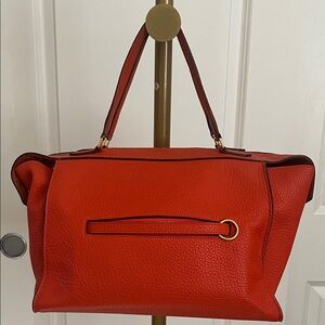 Celine bullhide calfskin ring handbag in burnt orange.